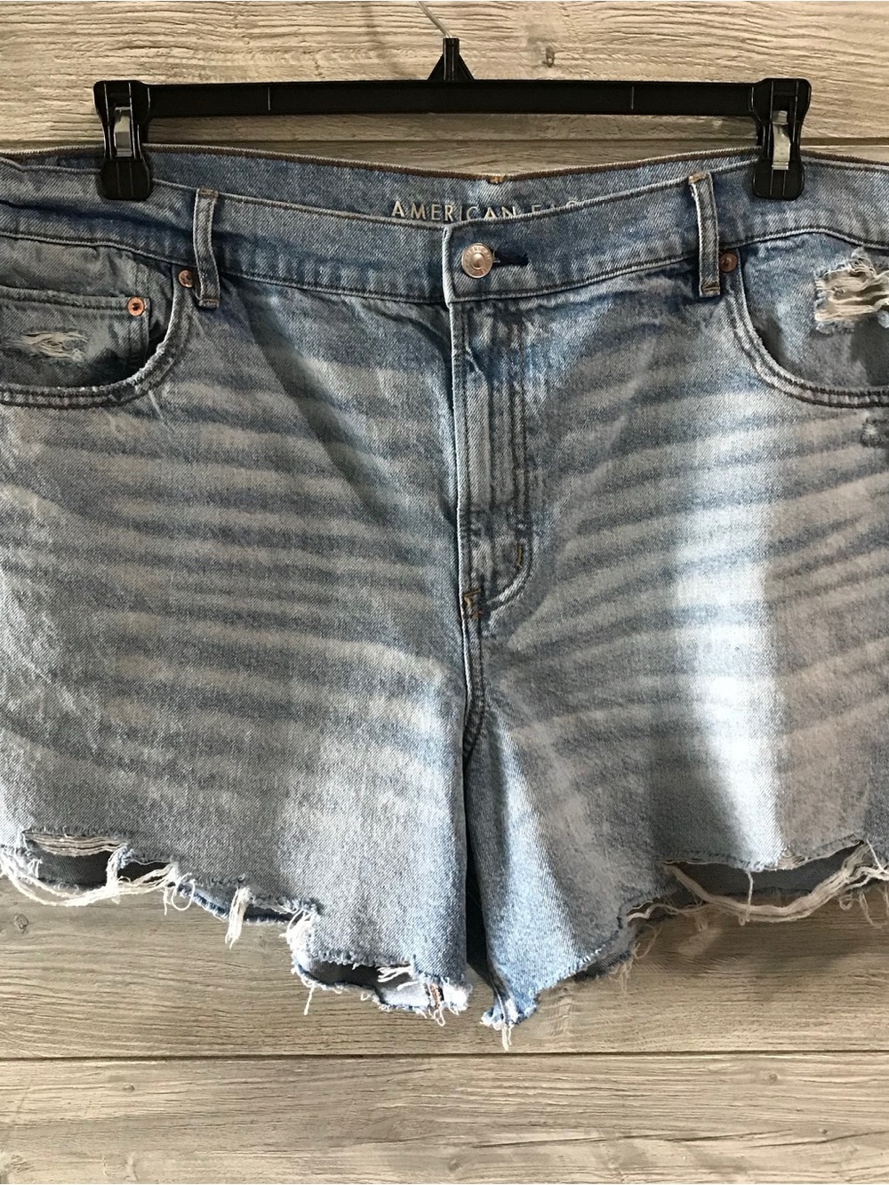American Eagle Outfitters Light Blue Distressed Denim Shorts